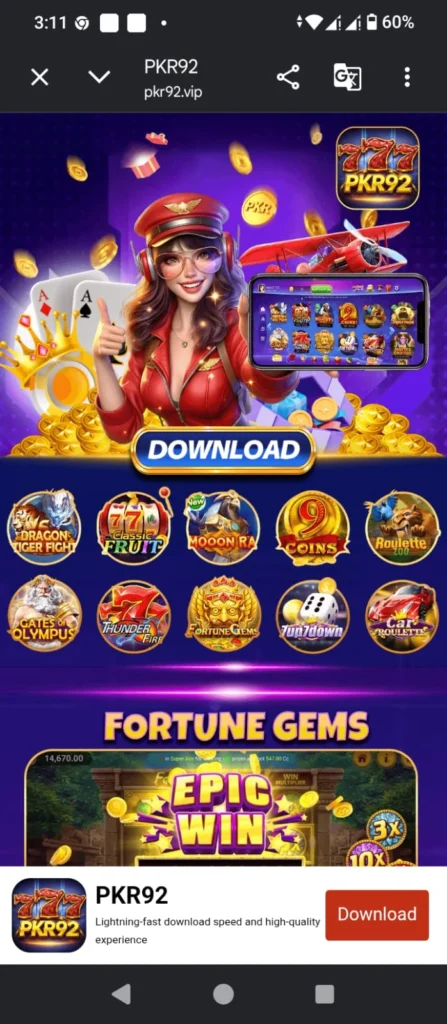 PKR92 Game dashboard